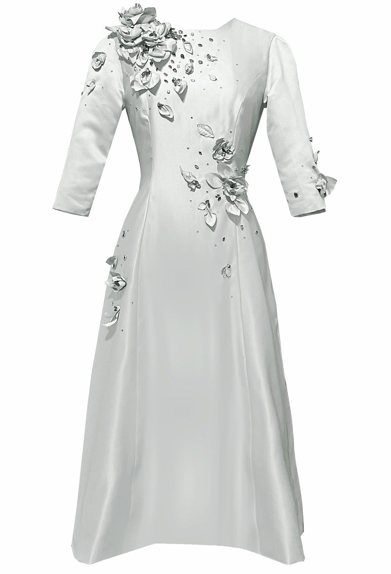 Adaline White Cocktail Dress with 3D Flowers and Rhinestones 18 / Black Adaline White Cocktail Dress with 3D Flowers and Rhinestones 18 / Black
