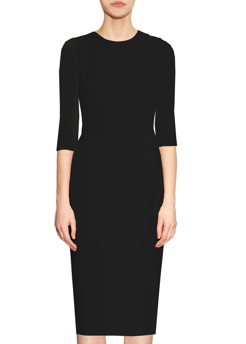 Zurich Gray Sheath Dress with 3/4 Sleeves - High Quality 8 / Black Zurich Gray Sheath Dress with 3/4 Sleeves - High Quality 8 / Black