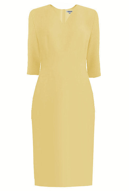 Lausanne Light Yellow Sheath Dress with Sleeves custom size / Light Yellow Lausanne Light Yellow Sheath Dress with Sleeves custom size / Light Yellow