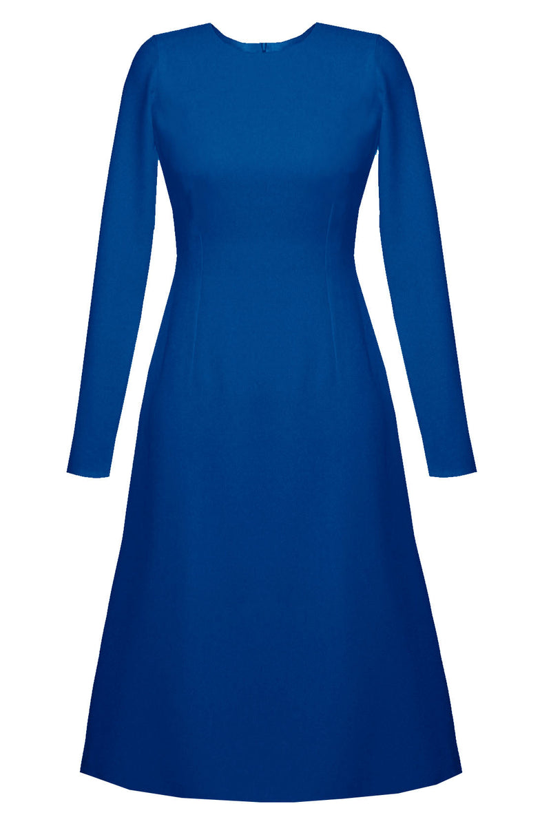Grace Blue Midi Dress with Long Sleeves CaeliNYC Grace Blue Midi Dress with Long Sleeves CaeliNYC