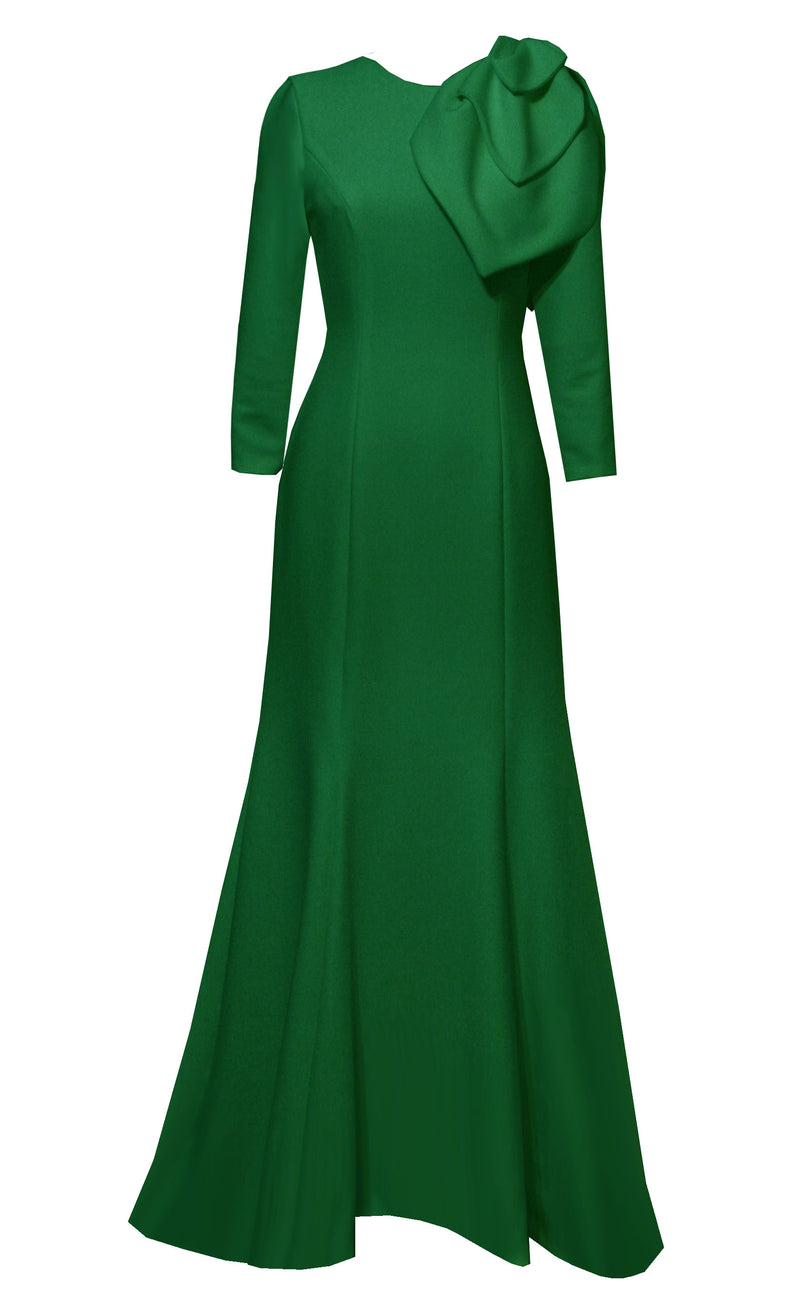 Lilinoe Green Gown with Sleeves CaeliNYC Lilinoe Green Gown with Sleeves CaeliNYC