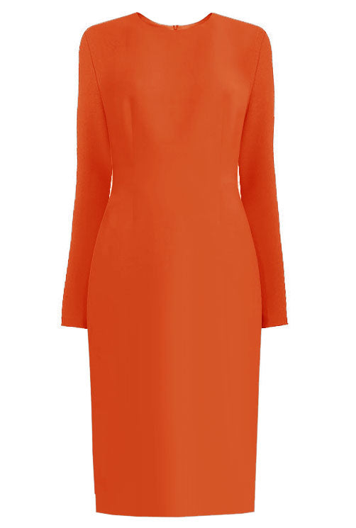 yellow Long Sleeves Sheath Dress