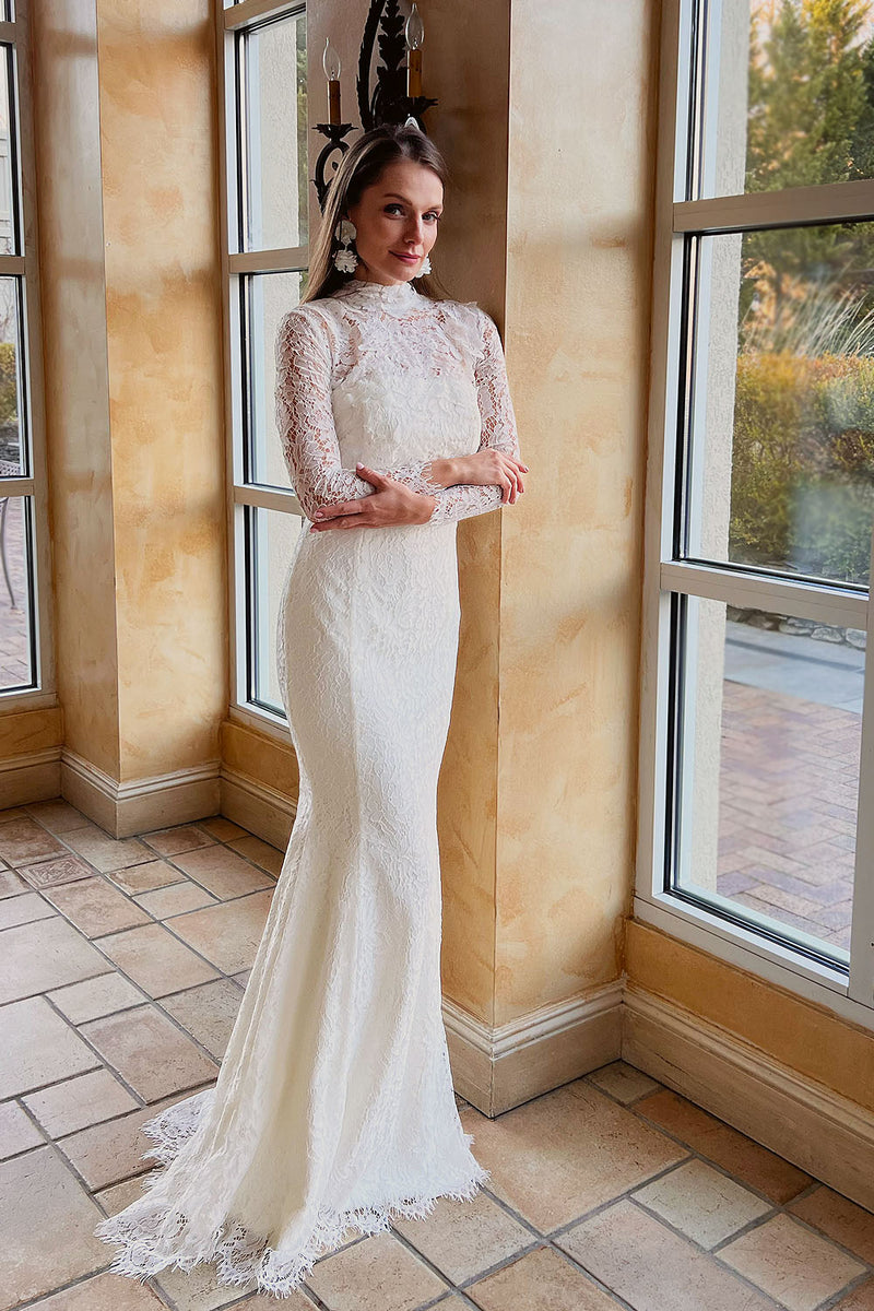 Corinthia Lace Long Sleeve Bridal Gown Custom Size Corinthia Lace Long Sleeve Bridal Gown Custom Size