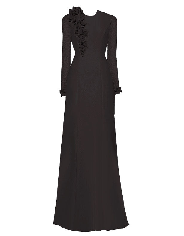 Modern Modest Gown With Petals Design 10 / Custom Color Modern Modest Gown With Petals Design 10 / Custom Color