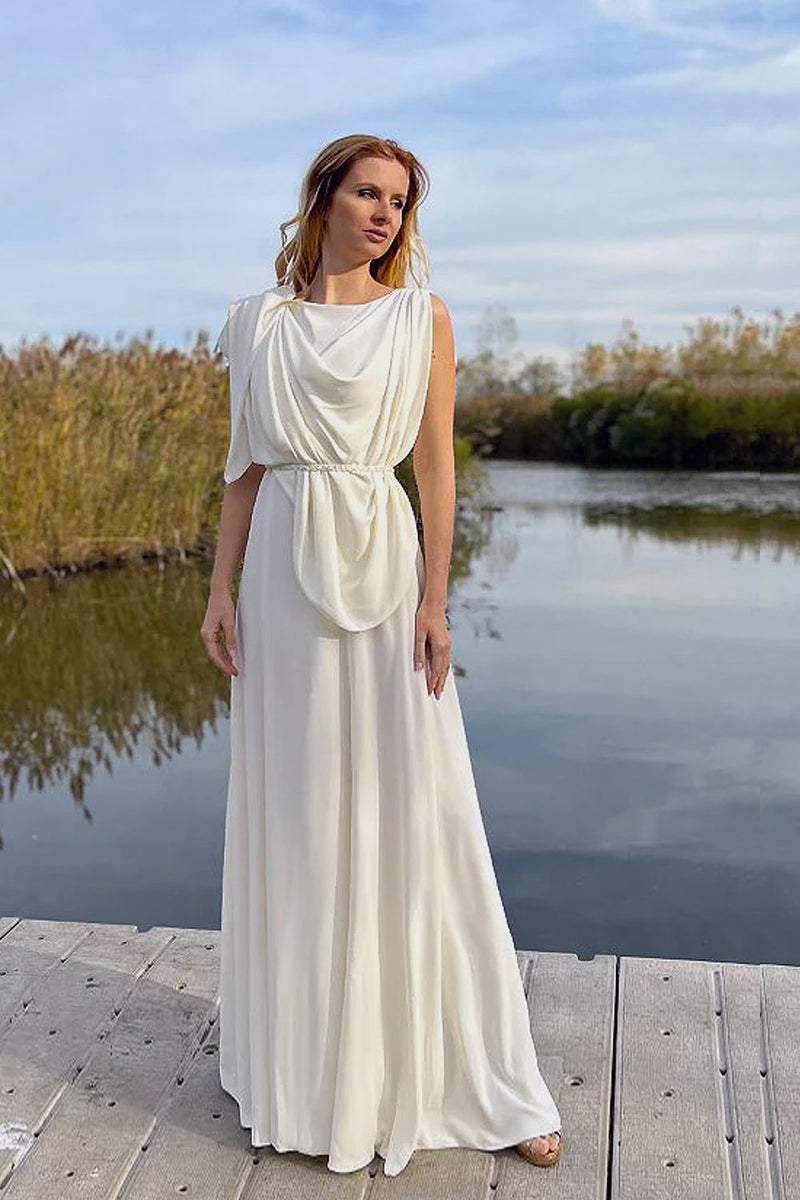 Elektra Loose Draped Gown with Removable Belt 6 / Blush Pink