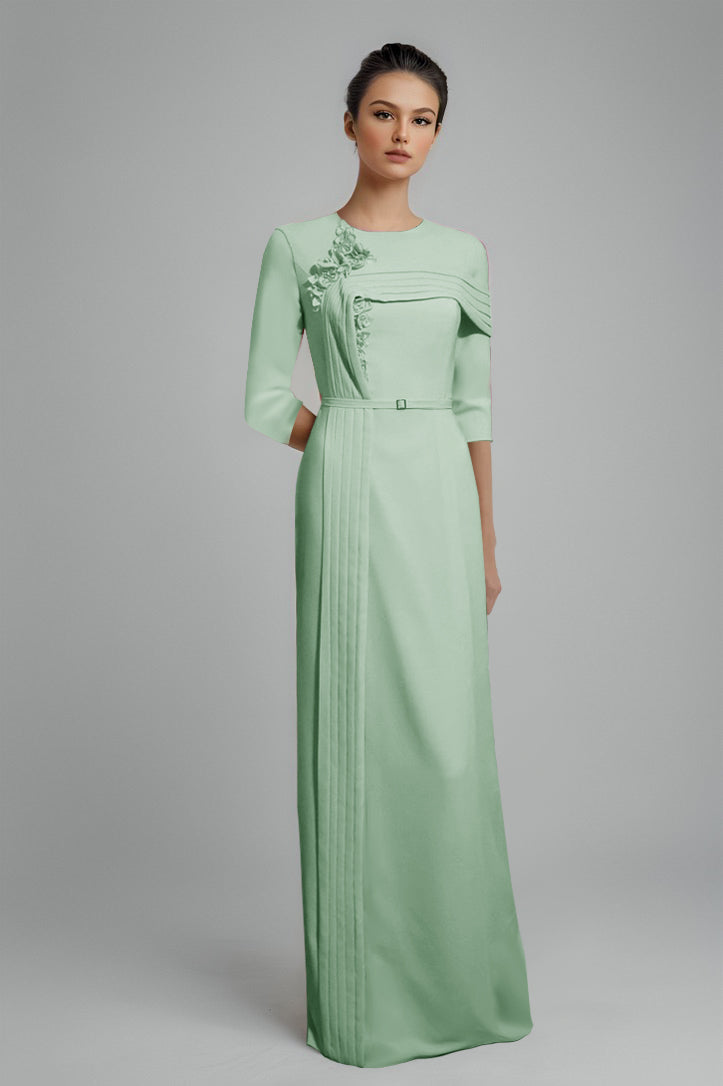 CaeliNYC® Spellbound Mint Jelly Dress with Flowers and pleats