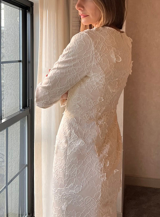 Monrovia Structured Lace Gown Beige Custom Size Monrovia Structured Lace Gown Beige Custom Size