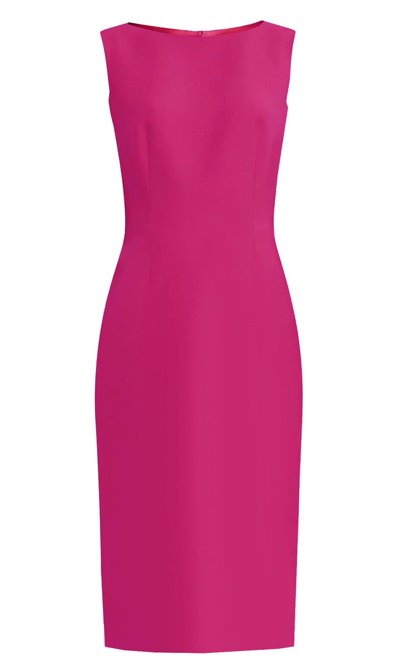 Fuchsia Sheath Dress with Boat Neckline Aspen by CaeliNYC 8 Fuchsia Sheath Dress with Boat Neckline Aspen by CaeliNYC 8