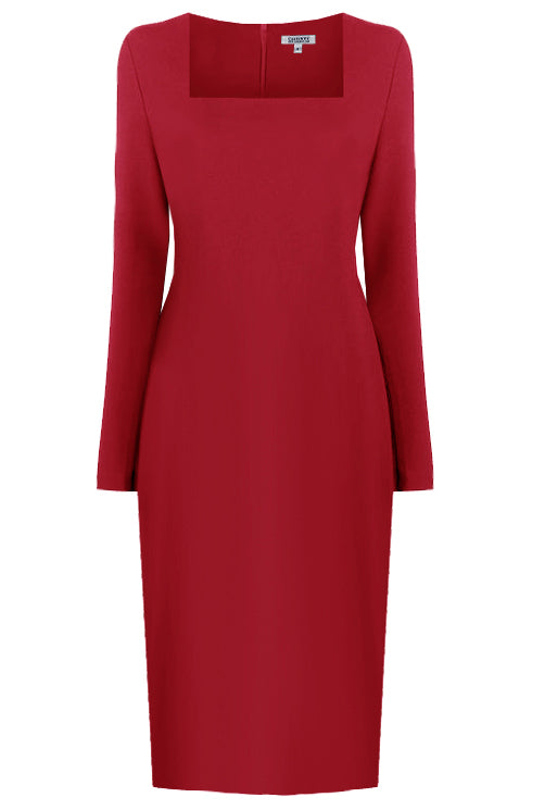 Geneva Long Sleeves Sheath Dress 12 / Red