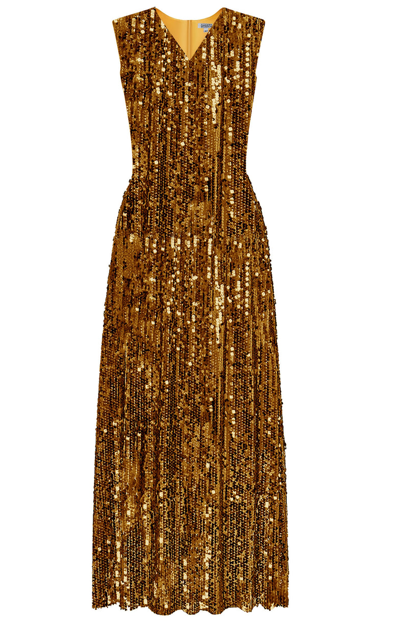 Vangelis Gold Sequin Dress - Party Dresses - Evening Dress - Cocktail CaeliNYC Vangelis Gold Sequin Dress - Party Dresses - Evening Dress - Cocktail CaeliNYC