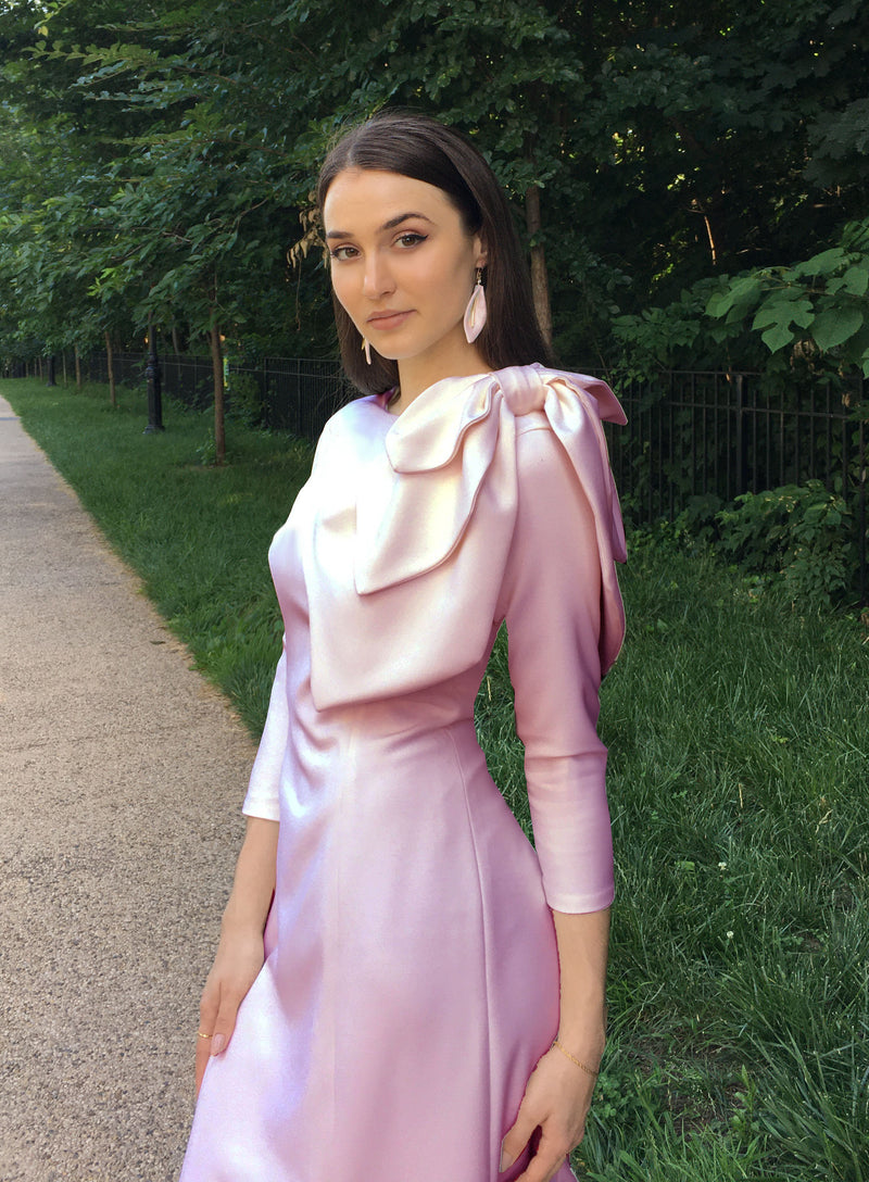 pink satin dress modest Modest A Line Strapless Silk Satin Long Pink Prom Dress Evening Gown fg6358