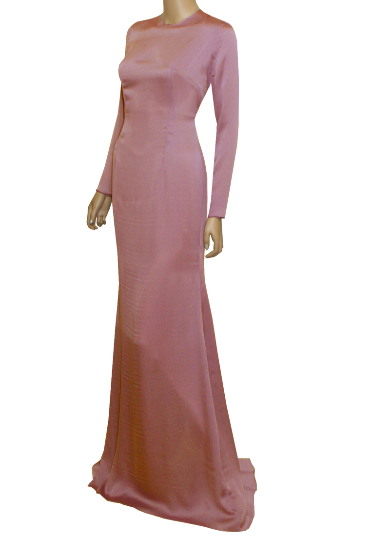 modest silk gown pink