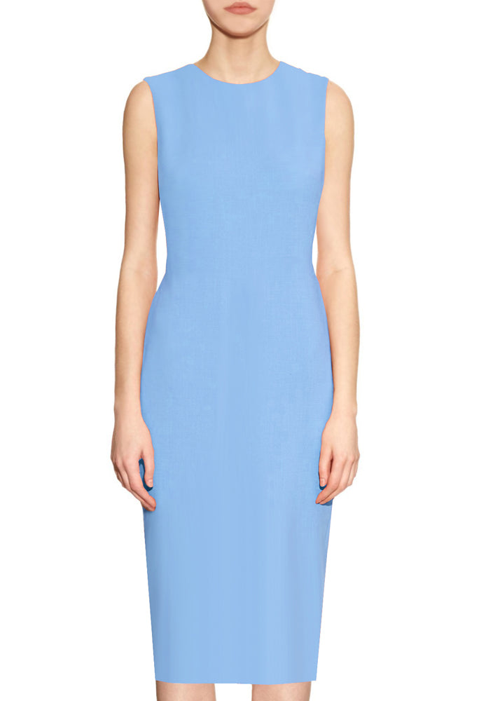 Krew Light Blue Round Neck Sheath Dress 4 Krew Light Blue Round Neck Sheath Dress 4