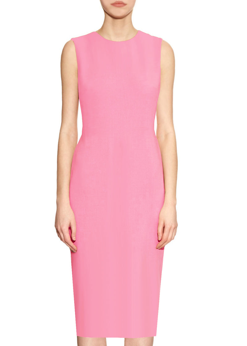basic pink dress Krew True Pink Round Neck Sheath Dress – CaeliNYC®