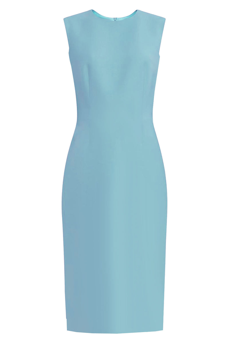 Krew Light Blue Round Neck Sheath Dress 10 Krew Light Blue Round Neck Sheath Dress 10