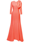 peach gown with sleeves