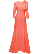 peach gown with sleeves