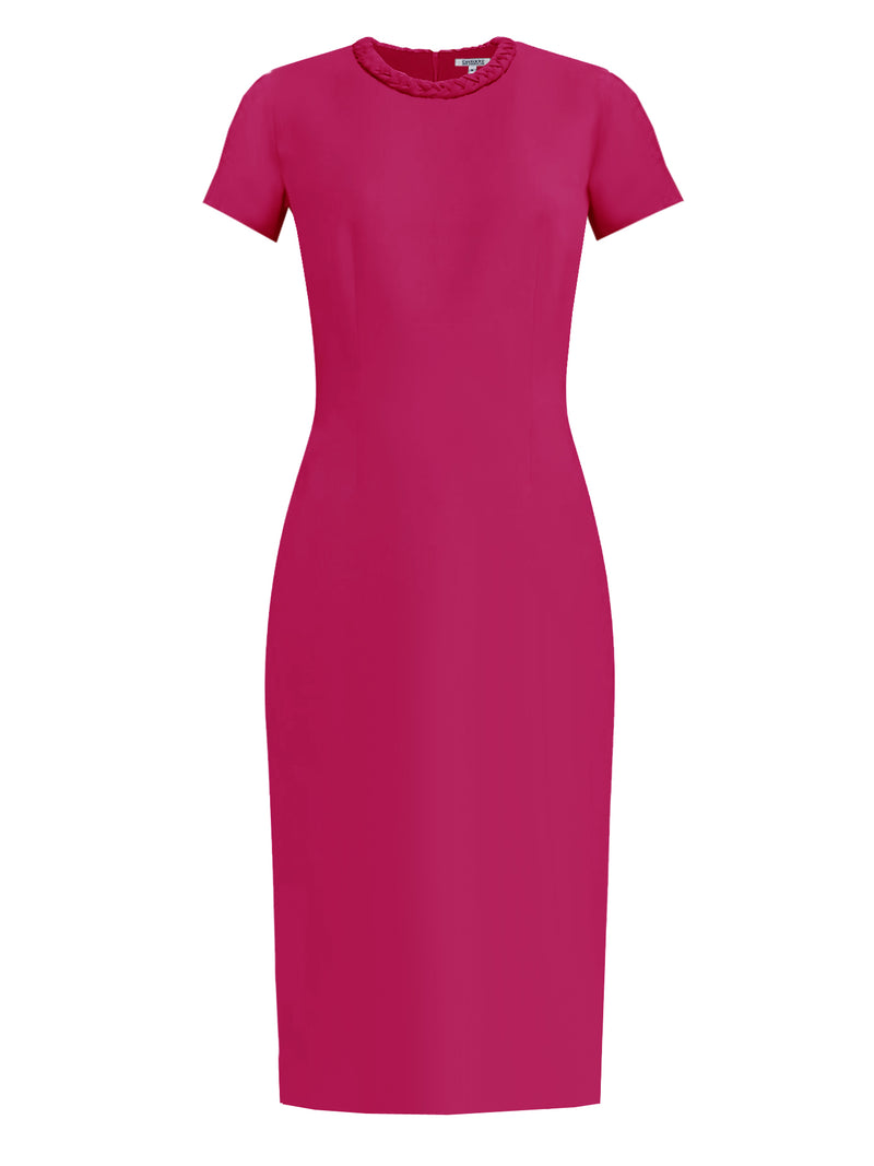 fuchsia sheath dress with sleeves