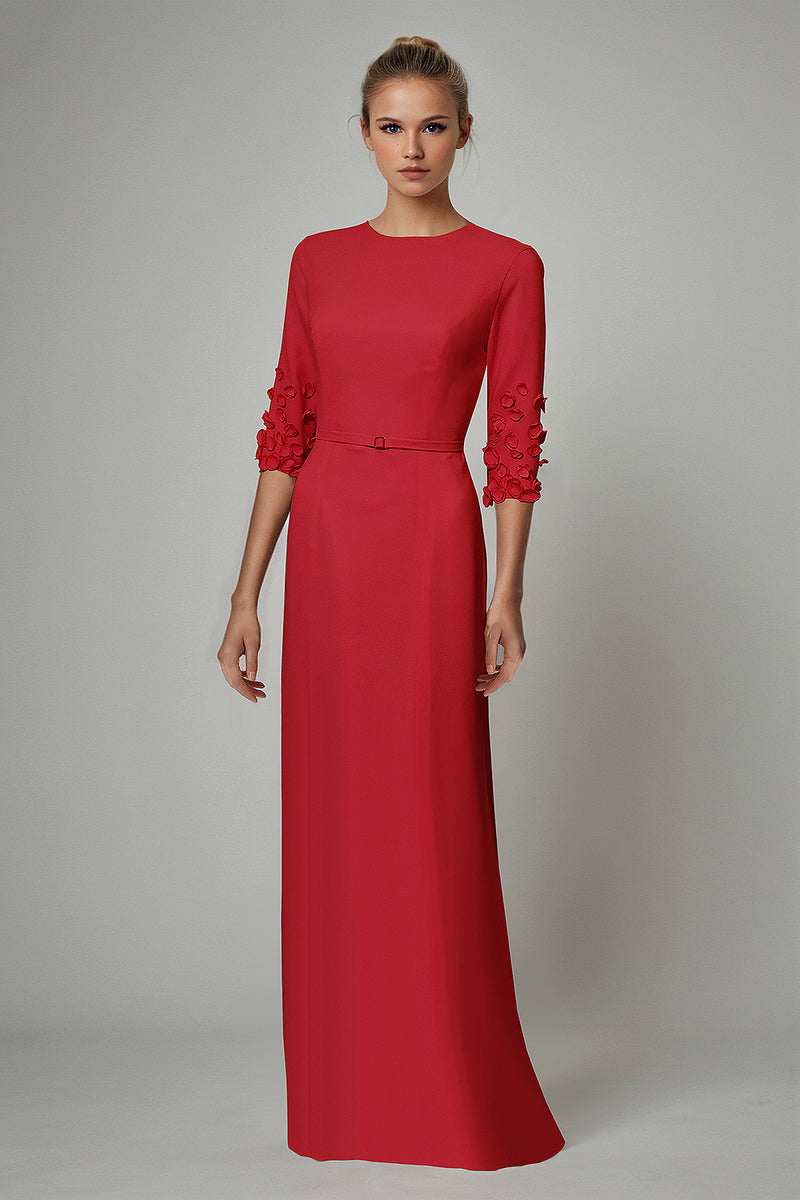 Soarla Modest formal dress with Sleeves - Magenta 2 / Custom color Soarla Modest formal dress with Sleeves - Magenta 2 / Custom color