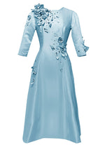 light blue dress with 3/4 sleeves