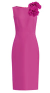 Fuchsia Sheath Dress with Flower Detail