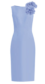 light blue CaeliNYC Aegina Sheath Dress with Flower Detail