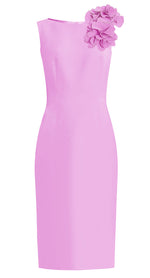 Light Purple Sheath Dress with Flower Detail