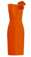 Aegina Red Sheath Cocktail Dress with Flower Detail