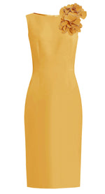 Aegina Red Sheath Cocktail Dress with Flower Detail