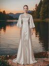 Dawn Satin Gown with 3/4  Balloon Sleeves