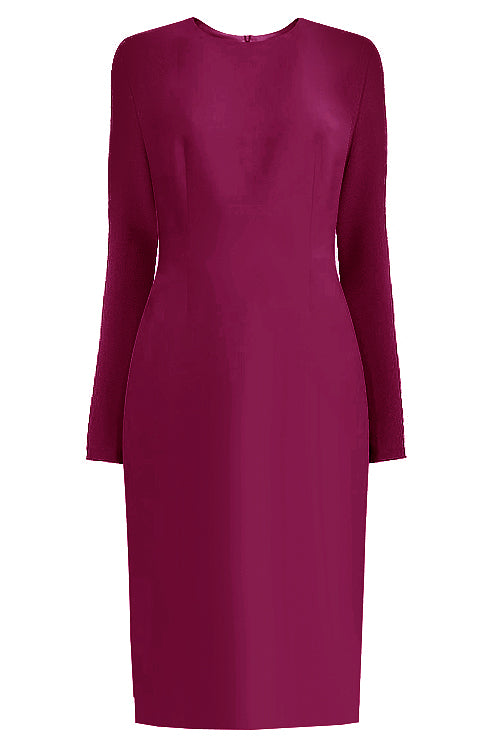 Berry Long Sleeves Sheath Dress