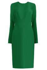 green Long Sleeves Sheath Dress
