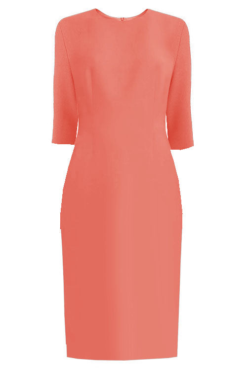 Zurich Gray Sheath Dress with 3/4 Sleeves - High Quality 2 / Coral Zurich Gray Sheath Dress with 3/4 Sleeves - High Quality 2 / Coral