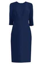 navy Sheath Dress with 3/4 Sleeves 