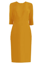 yellow Sheath Dress with 3/4 Sleeves 