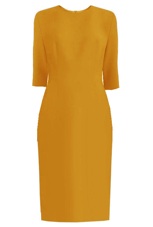 sheath dress with sleeves Black long sleeve round neck This short sleeve sheath dress features a surplice bodice with v Berylove Women Ivory Sheath Midi