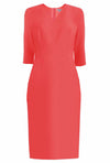 Lausanne Bright Coral Sheath Dress Sleeves