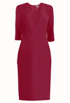 Lausanne Red Sheath Dress with Vneck and 3/4 Sleeves