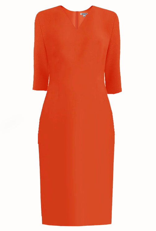 Lausanne Red Sheath Dress with Vneck and 3/4 Sleeves