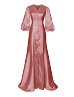 Dawn Satin Gown with 3/4  Balloon Sleeves