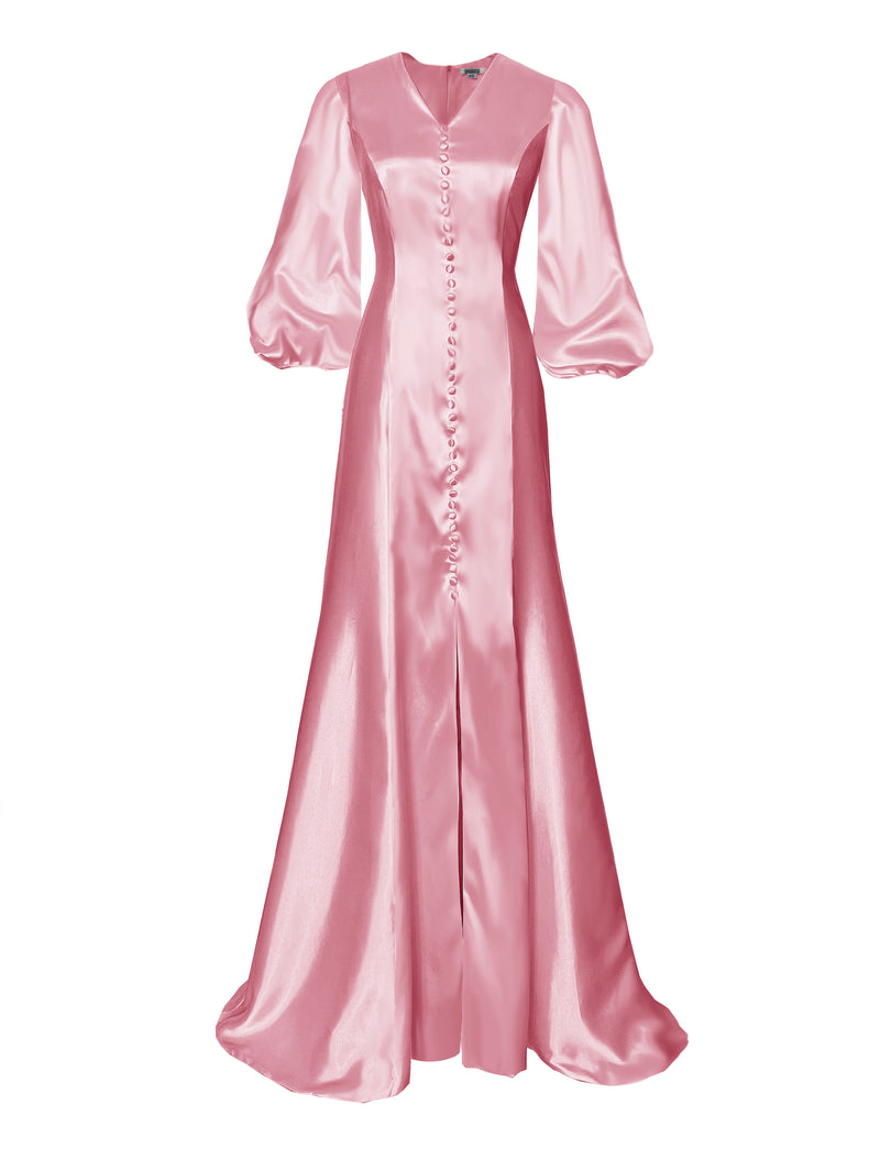 Dawn Satin Wedding Gown with Balloon Sleeves