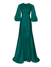 Dawn Satin Gown with 3/4  Balloon Sleeves