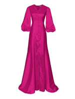 Dawn Satin Gown with 3/4  Balloon Sleeves