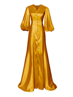 Dawn Satin Gown with 3/4  Balloon Sleeves