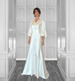 Eventide Satin Wedding Gown with Bell Sleeves