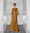 Eventide Satin Gown with Bell Sleeves