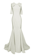 Infinity White Crystal Embellished Modern  Minimalist Gown