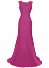 fuchsia gown vneck prom dress
