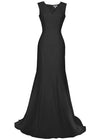 black v-neck silk gown 