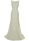 v-neck silk gown white